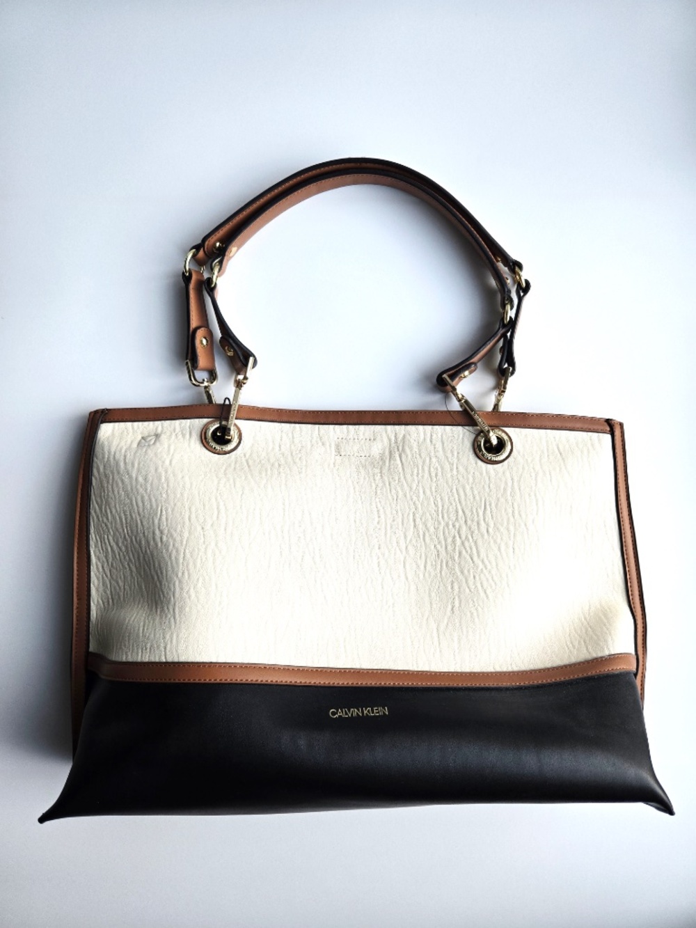 Calvin Klein Colorblock Large Tote Bag Color Block Travel Purse + Zip Pouch - Picture 9 of 16